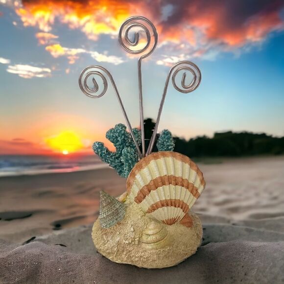 Seashell Shell Wire Picture Holder Memos Post Card Recipe Notes Beachy Coastal. - Picture 14 of 14